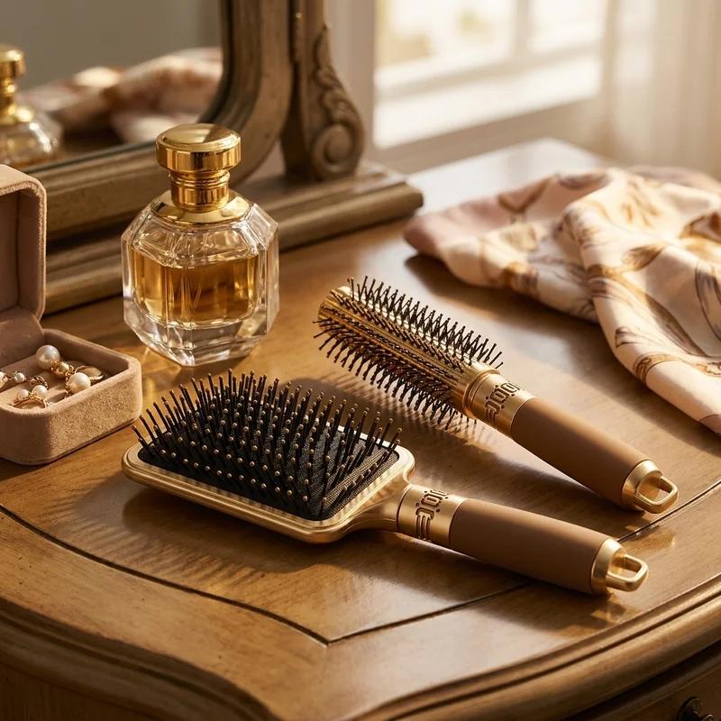 Brosse à cheveux plaquée or deluxe thumb 2