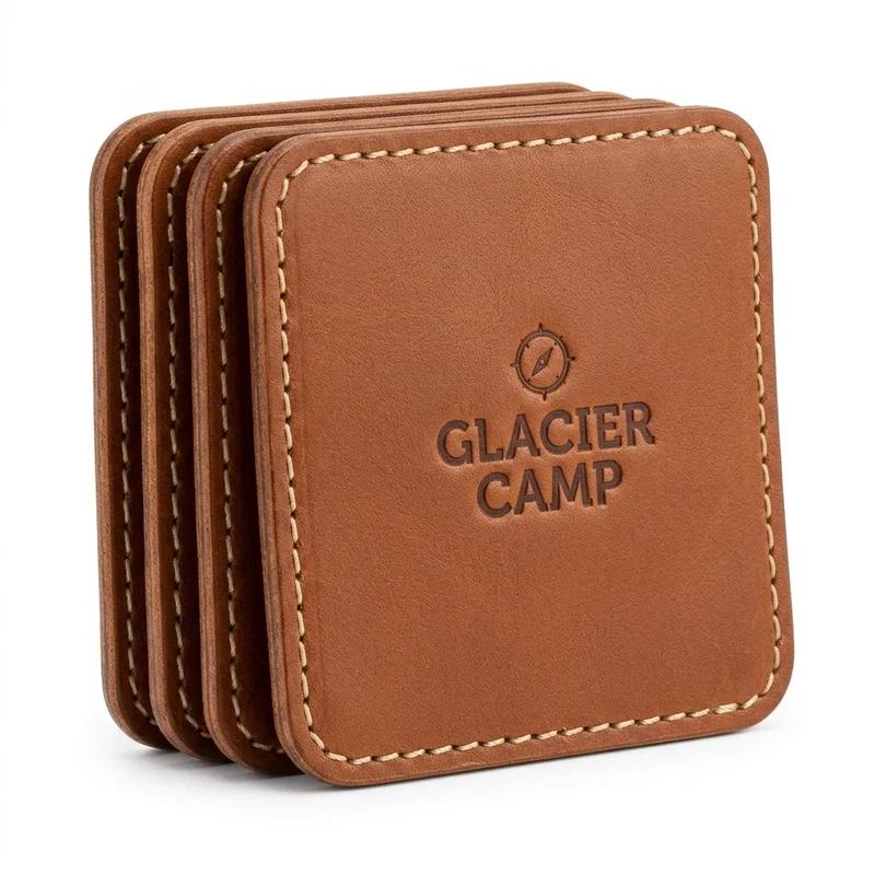 Glacier Camp 4-Pack Leather Coasters Elite thumb 4