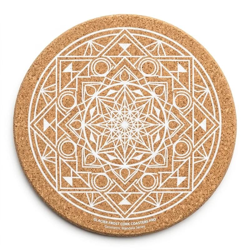 Glacier Frost Round Cork Coasters Pro thumb 4