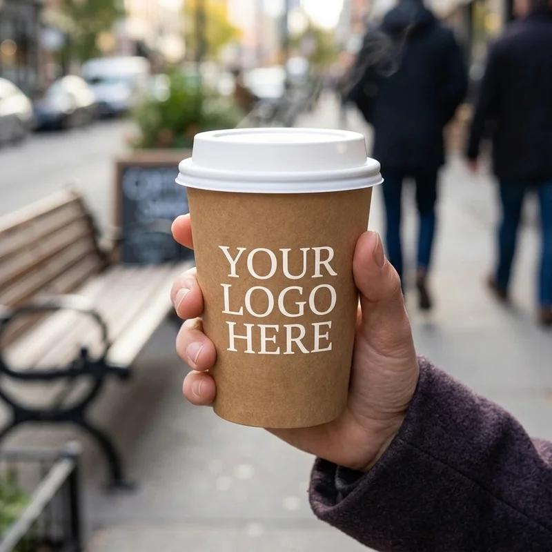 Takeaway Paper Cup 10oz White Lid thumb 3