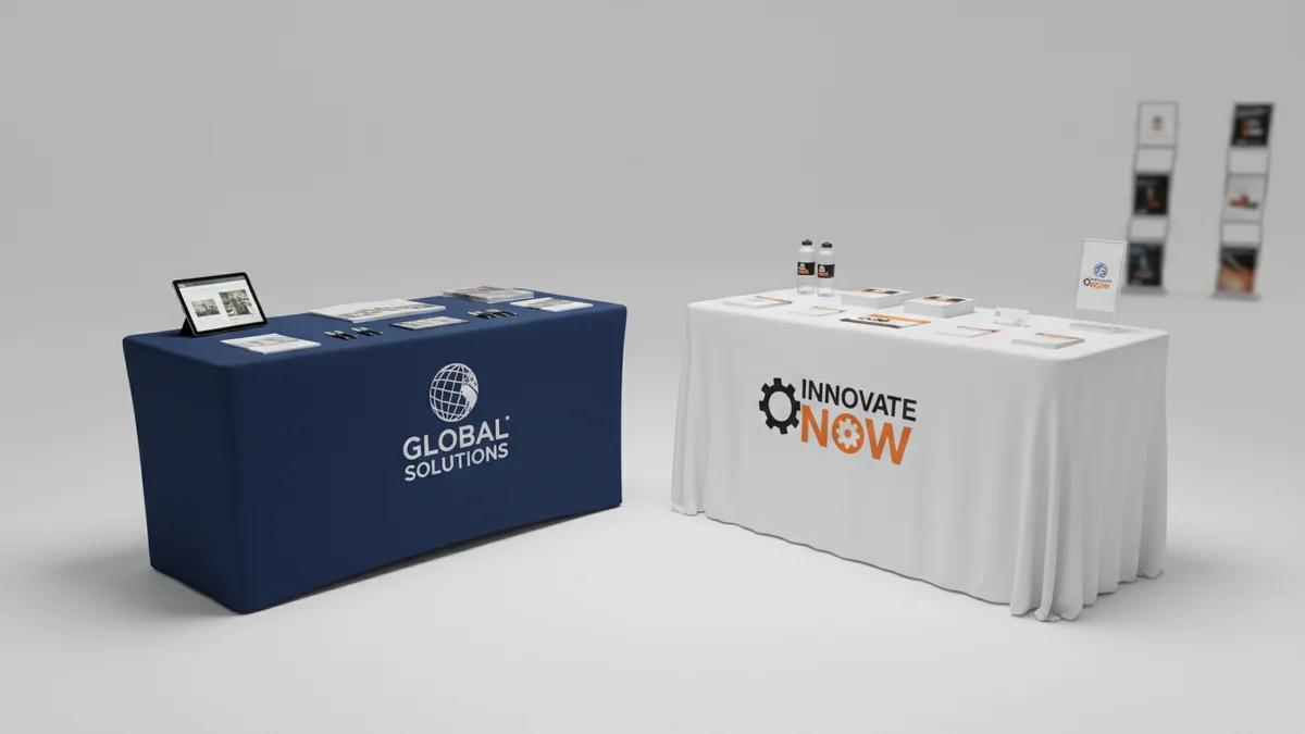 Trade Show Table Covers: Custom Fitted vs Draped β Which Is Right?